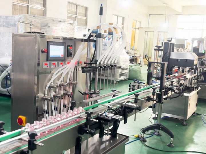 六头香水香薰灌装旋盖贴标生产线